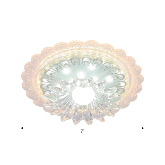 Bloom Flush Mount Lamp - 7’/9’ Minimal Clear Crystal Led White Close To Ceiling Lighting For