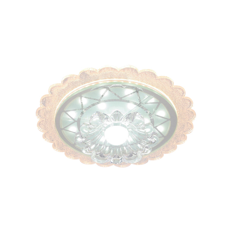 Bloom Flush Mount Lamp - 7’/9’ Minimal Clear Crystal Led White Close To Ceiling Lighting For