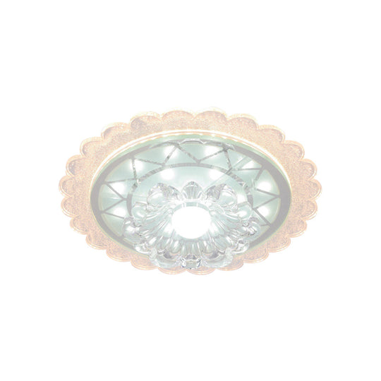 Bloom Flush Mount Lamp - 7’/9’ Minimal Clear Crystal Led White Close To Ceiling Lighting For