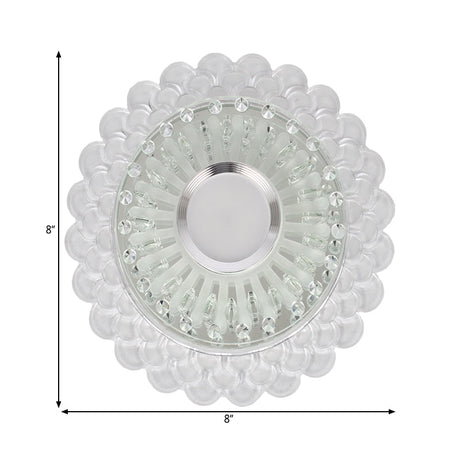 Led Crystal Flush Mount Light Fixture In Chrome For Corridor - Round/Square Design