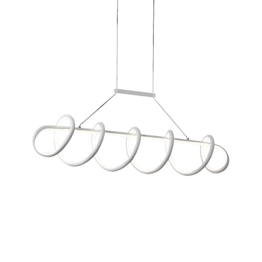 Minimalist Black/White Led Ceiling Light For Dining Room: Twisted Metallic Island Lighting