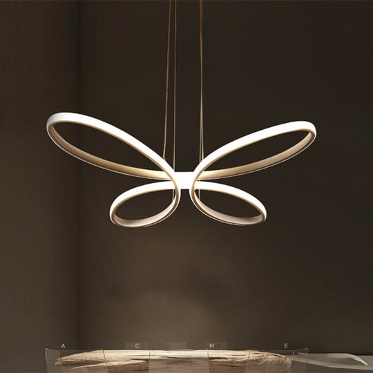 Modern Metal Led Chandelier - Butterfly Frame With Gold Finish Warm/White Lighting Perfect For