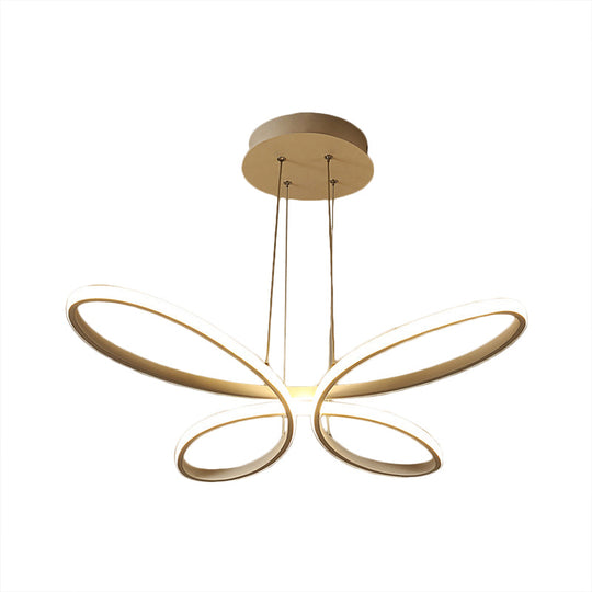Modern Metal Led Chandelier - Butterfly Frame With Gold Finish Warm/White Lighting Perfect For
