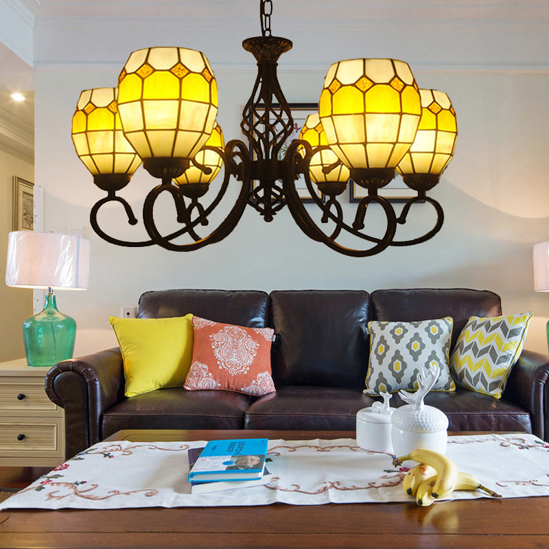 Vintage Brown Glass Oval Pendant Chandelier With 6/8 Lights For Living Room 6 /