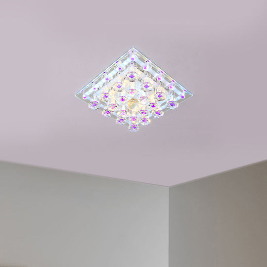 Contemporary Purple Crystal Ceiling Light - 7’/9.5’ Flush Mount Led For Corridor In Warm/White