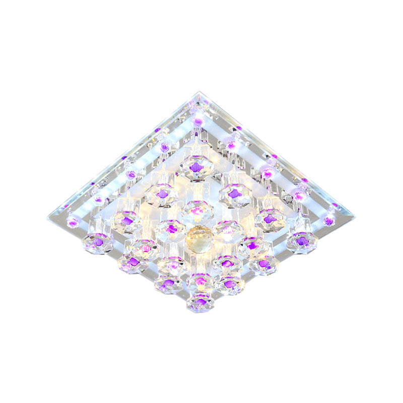 Contemporary Purple Crystal Ceiling Light - 7’/9.5’ Flush Mount Led For Corridor In Warm/White
