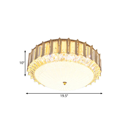 Contemporary Led Gold Flush Mount Ceiling Light With Clear Crystal Bowl For Bedroom