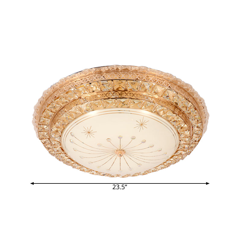 Modern Gold Led Bedroom Ceiling Light With Crystal Bowl Shade
