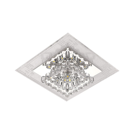 Modern Rhombus Flush Mount Ceiling Light With Clear Crystal Design Led Hallway Lighting Fixture In