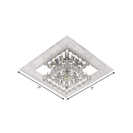 Modern Rhombus Flush Mount Ceiling Light With Clear Crystal Design Led Hallway Lighting Fixture In