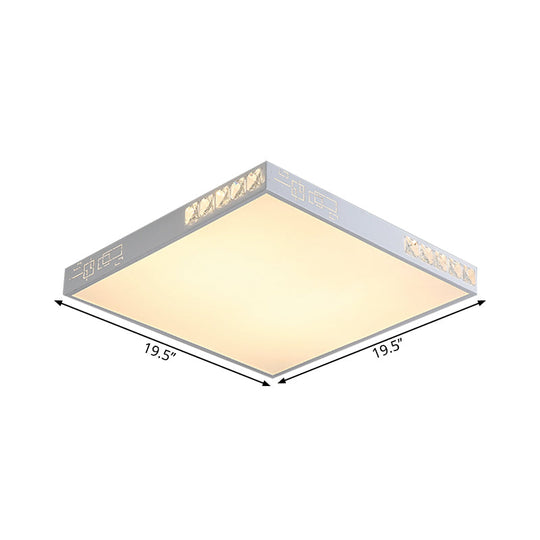 Modern Square Led Flush Mount Light In White - 16’/19.5’ Wide
