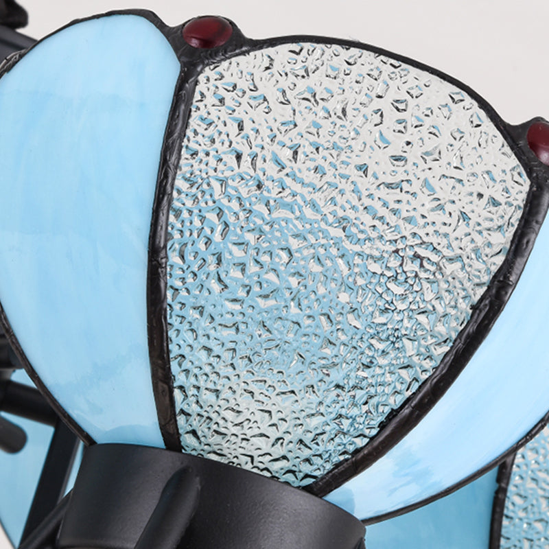 Blue Tiffany Chandelier Lamp - 6/8 Light Bowl Pendant Lighting With Adjustable Chain For Foyer