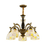 Vintage Stained Glass Mosaic Hanging Light - 5-Light Indoor Fixture For Living Room