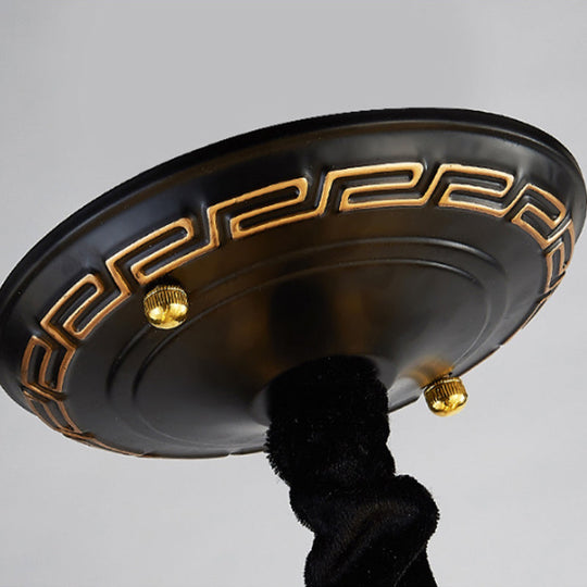 Traditional 3-Light Beige Glass Chandelier For Dining Room Pendant Lighting