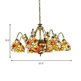 9/11 Lights Tiffany Sunflower Cut Glass Chandelier Pendant Lamp - Orange For Bedroom
