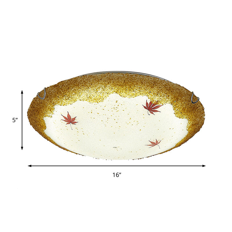 Mediterranean Beach Flush Ceiling Light - Yellow/Blue Stained Glass Lamp