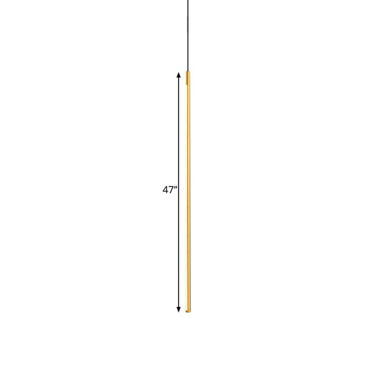 Minimalist Metallic Led Linear Pendant Lamp In Black/Gold With Warm/White Light - Suspended