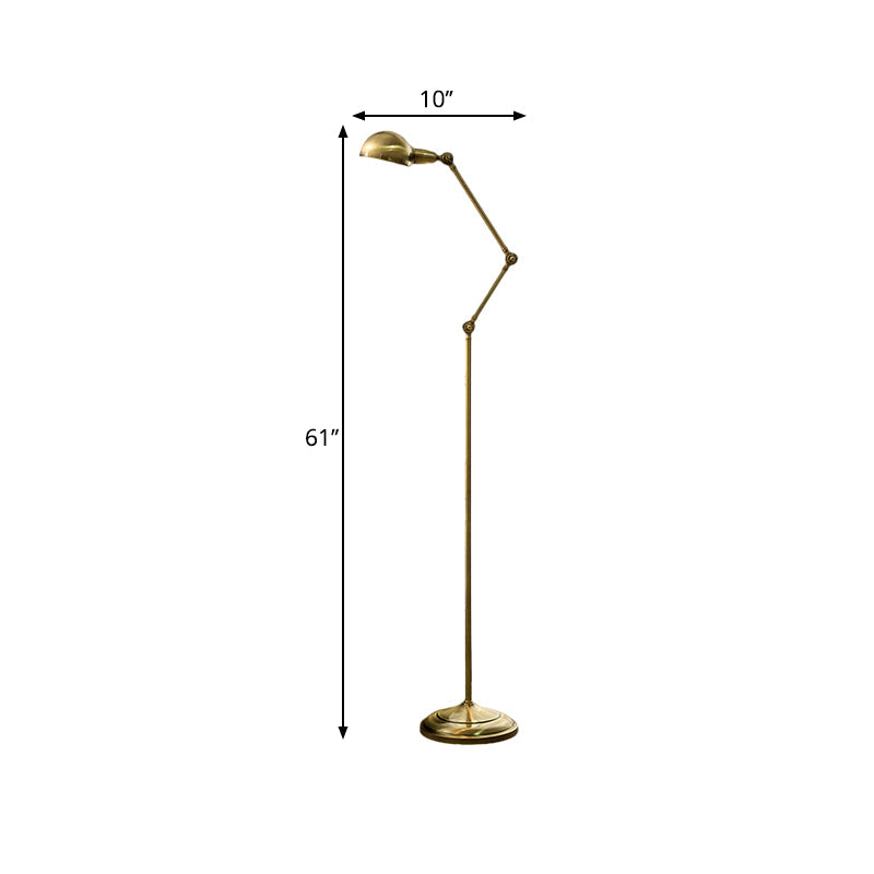 Modern Brass Stand Up Lamp - Sleek Multi-Joint Floor Reading Light With Metal Shade