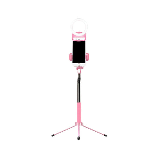 Contemporary Pink Metal Mobile Phone Holder With Ring Make-Up Lamp And Led Fill Flush Light
