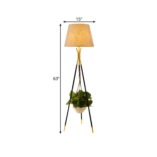 Modern Tripod Floor Lamp With Black/White/Flaxen Drum Shade Ideal For Reading And Warehouse Lighting