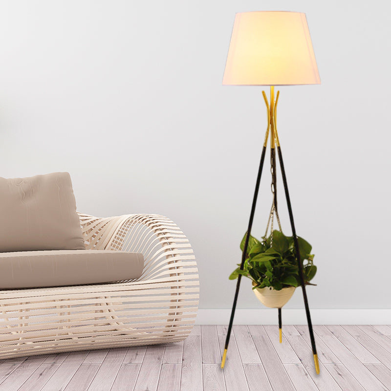 Modern Tripod Floor Lamp With Black/White/Flaxen Drum Shade Ideal For Reading And Warehouse Lighting