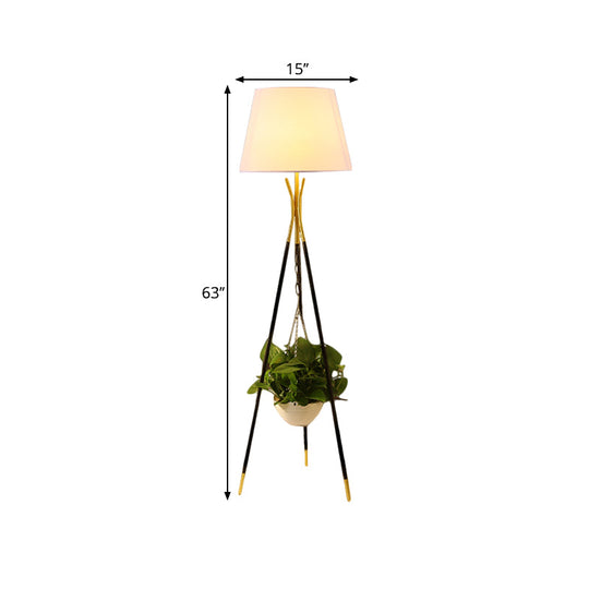 Modern Tripod Floor Lamp With Black/White/Flaxen Drum Shade Ideal For Reading And Warehouse Lighting