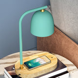 Minimalist Dome Wooden Night Lamp With Metallic Shade - Black/White/Red Finish Green