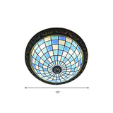 Blue Art Glass Mosaic Tiffany Bowl Ceiling Light For Restaurant And Barhroom