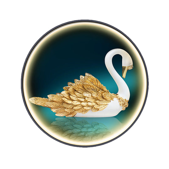 Led Asian Green Parlor Swan Wall Light With Metal Shade - Left/Right Mount