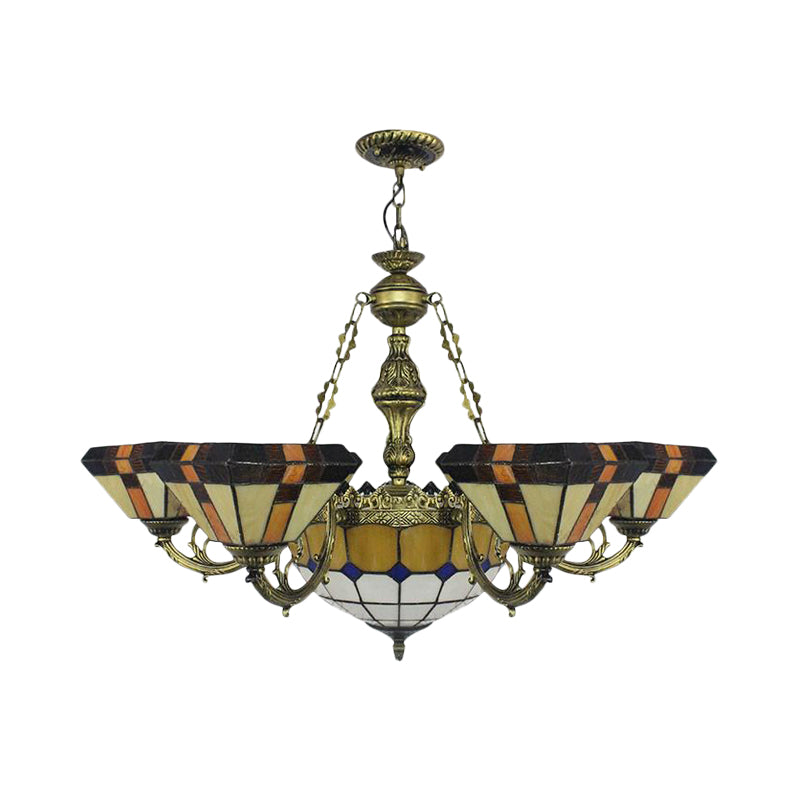 Villa Shuttlecock Chandelier: Vintage Tiffany Yellow Hanging Light