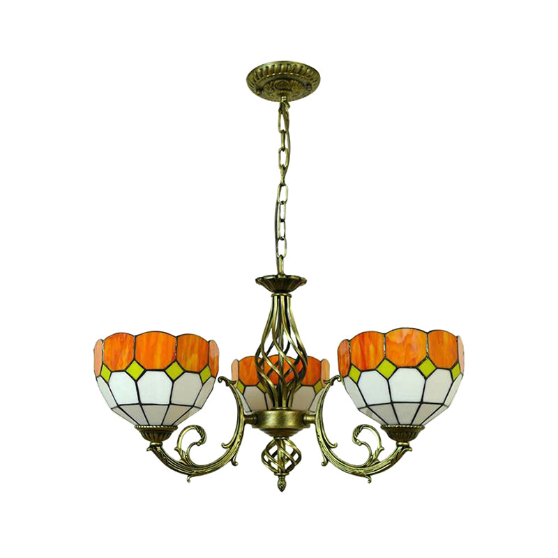 Tiffany Glass Lattice Bowl Pendant Lamp: Vibrant Yellow & Green Shades Perfect For Dining Room - 3