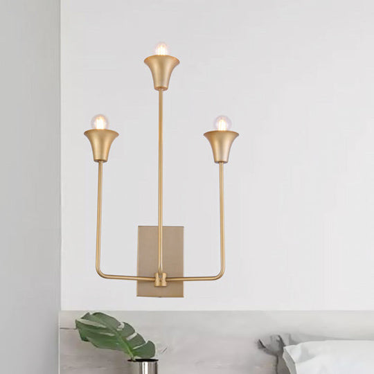 Luxurious Metal Bell Sconce Light Fixture 3-Bulb Wall Mounted Lighting In Elegant Gold