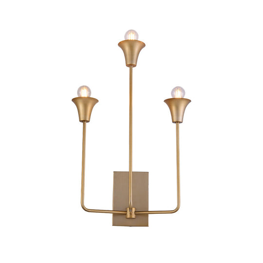 Luxurious Metal Bell Sconce Light Fixture 3-Bulb Wall Mounted Lighting In Elegant Gold
