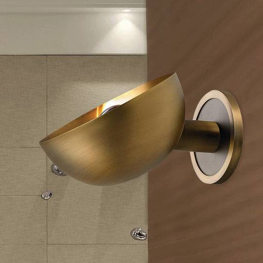 Gold Colonial Dome Metal Wall Lamp - 1 Bulb Sconce For Living Room