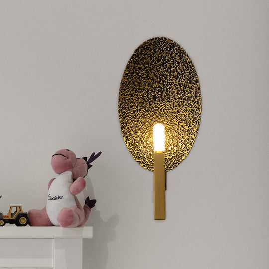 Gold Metal Elliptical Wall Sconce With Luxurious 1-Head Design - Modern Bare Bulb Light
