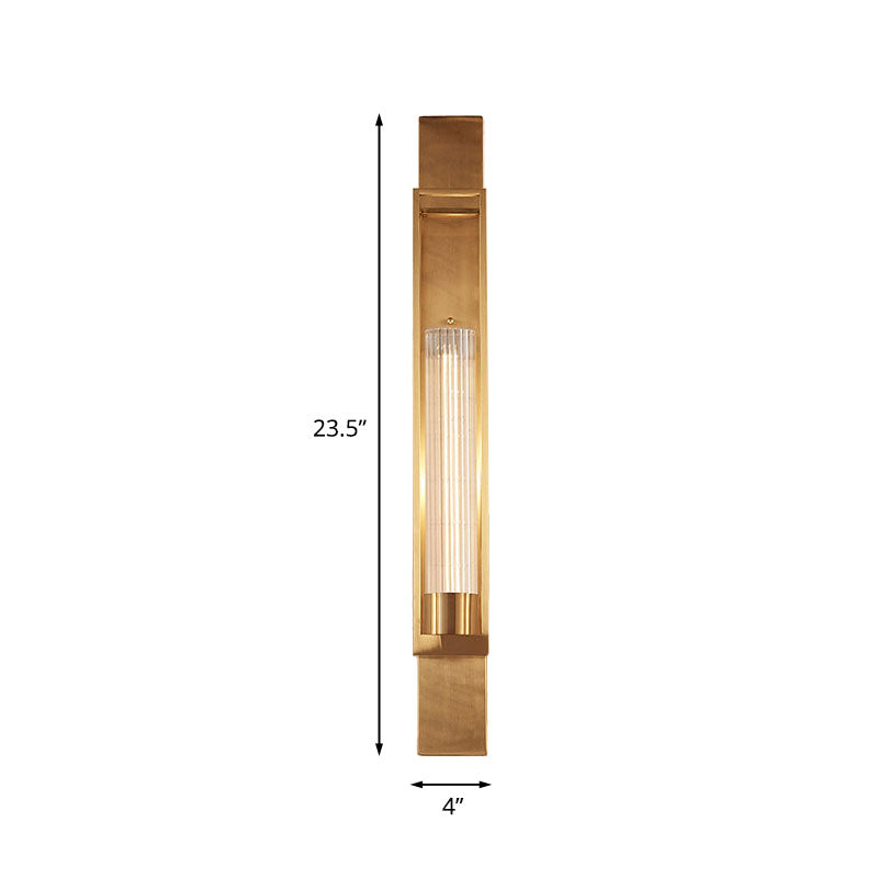 Metal Wall Sconce Lighting - Luxury 1-Bulb Gold Living Room Light With Clear Glass Shade