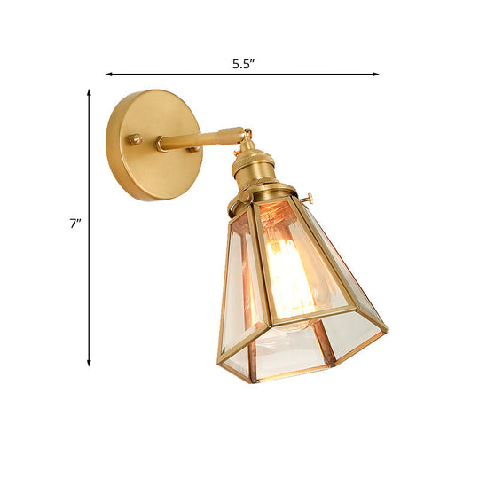Classic Gold Colonial Tapered Wall Light: Clear Glass Sconce Lamp With/Without Pull Chain
