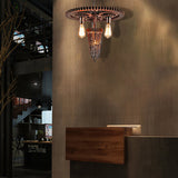 Vintage 3-Headed Metallic Gear Chandelier For Restaurant Ceiling Pendant In Rust