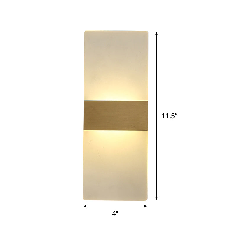 Minimalist Acrylic Wall Sconce With Gold Band And Warm/White Light - Perfect For Bedside