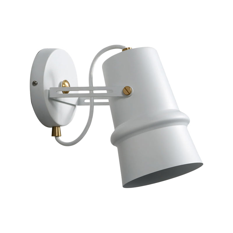 Vintage Iron Wall Sconce With Adjustable Black And White Cone Lamp - Ideal For Living Rooms