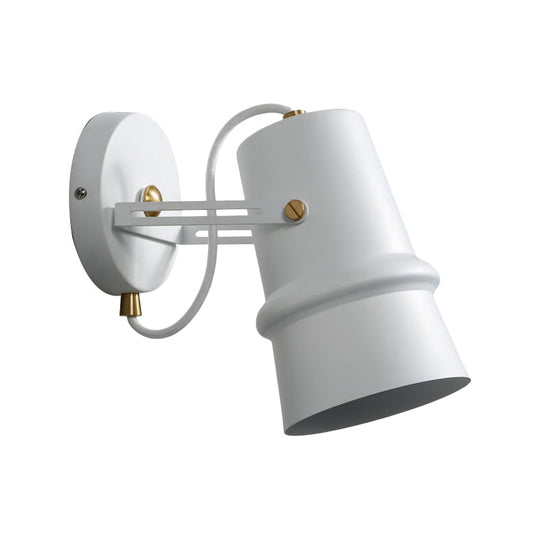 Vintage Iron Wall Sconce With Adjustable Black And White Cone Lamp - Ideal For Living Rooms