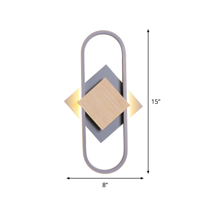 Nordic Iron 2-Layer Sconce Light With Led Wall Mount - Round/Square Design Elliptical Frame