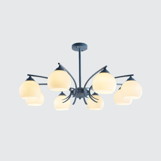 Grace - Opal Sphere Shade Living Room Chandelier Glass 6/8 Lights Macaron Stylish