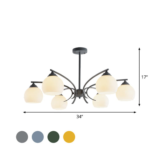 Grace - Opal Sphere Shade Living Room Chandelier Glass 6/8 Lights Macaron Stylish