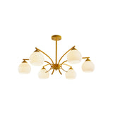 Stylish Opal Glass Living Room Chandelier - Sphere Shade 6/8 Lights Macaron-Inspired