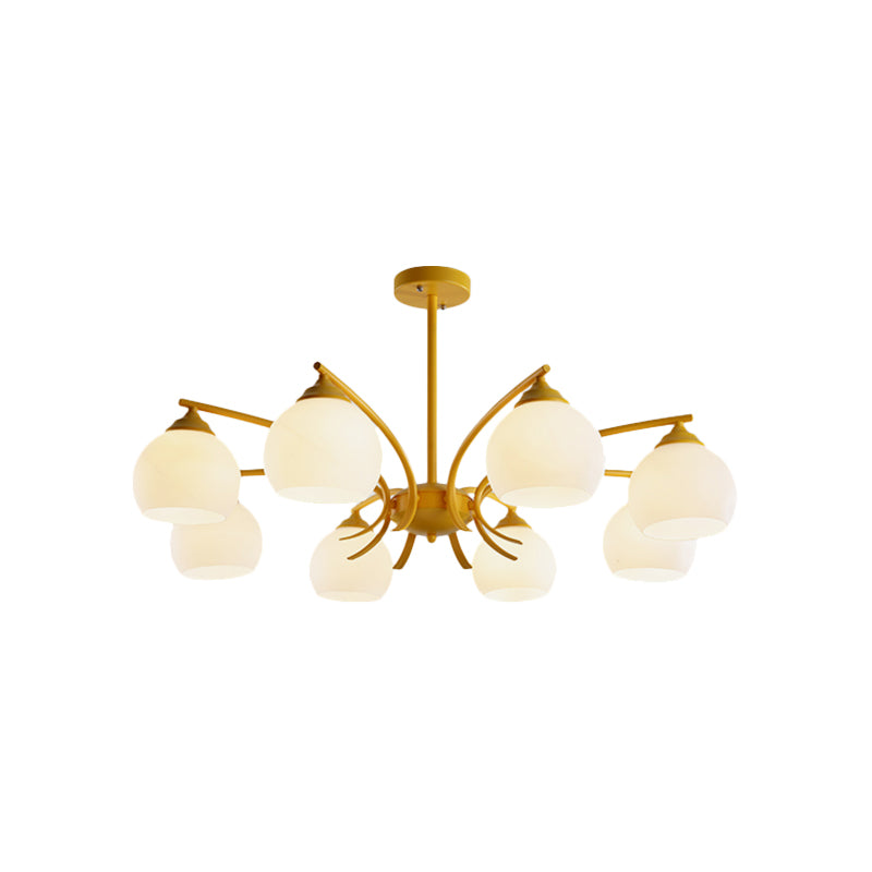Grace - Opal Sphere Shade Living Room Chandelier Glass 6/8 Lights Macaron Stylish