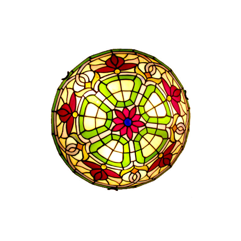 Dragonfly & Floral Stained Glass Lighting Fixture With 3 Bulbs For Living Room Ceiling In Yellow