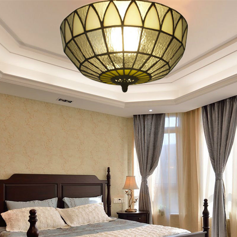 Tiffany Clear Glass Ceiling Lamp For Bedroom Lighting - Traditional Mount Light