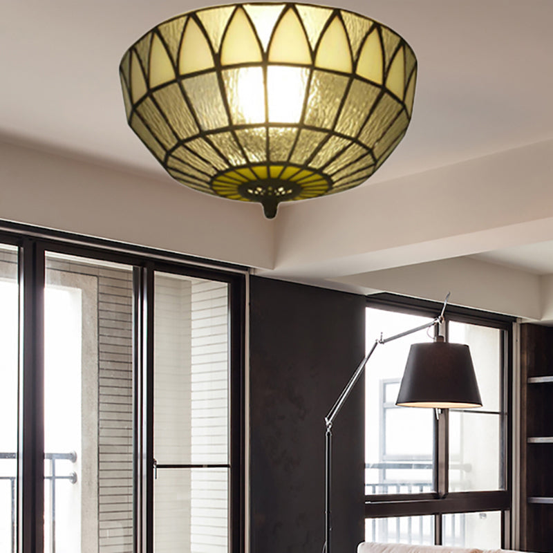 Tiffany Clear Glass Ceiling Lamp For Bedroom Lighting - Traditional Mount Light