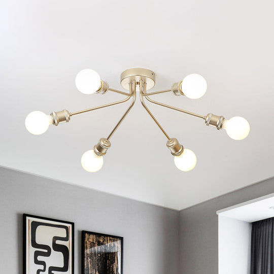 Sleek Linear Metallic Ceiling Lamp: Beautiful Semi-Flush Light For Kid’s Bedroom 6 / Gold
